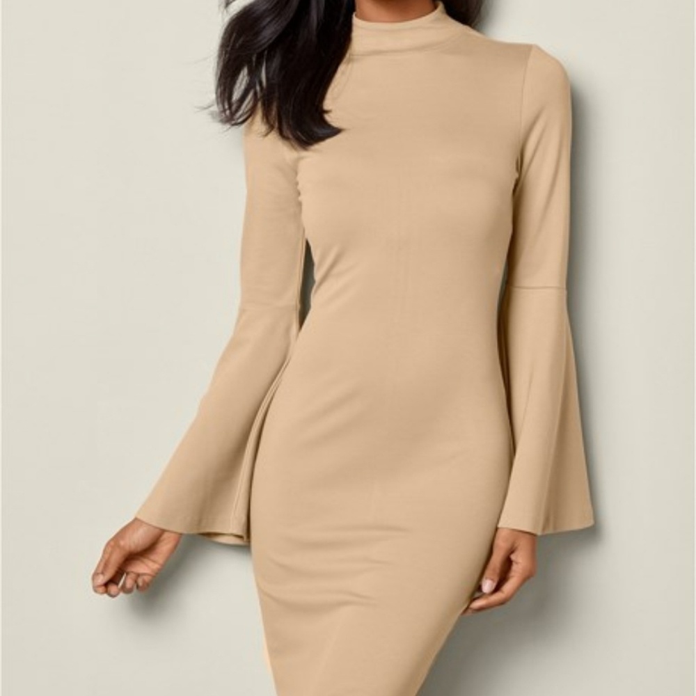 Venus tan long sleeve dress